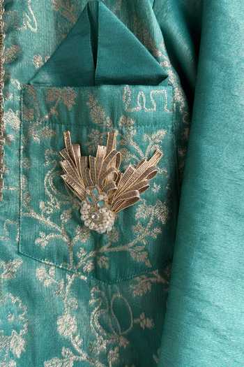 Buy_The little tales_Green Silk, Cotton Embroidered Kurta Set _Online_at_Aza_Fashions