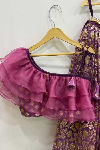 The little tales Purple Silk, Cotton, Organza, Net Floral Woven Lehenga Set Online at Aza Fashions The little tales_Purple Silk, Cotton, Organza, Net Floral Woven Lehenga Set _Online_at_Aza_Fashions