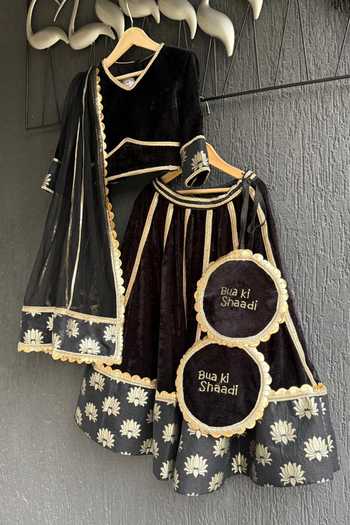 The little tales Black Cotton, Net, Velvet Lehenga Set Online at Aza Fashions The little tales_Black Cotton, Net, Velvet Lehenga Set _Online_at_Aza_Fashions