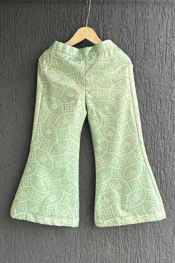 Shop The little tales Green Cotton, Brocade Woven Top And Pant Set Online at Aza Fashions Shop_The little tales_Green Cotton, Brocade Woven Top And Pant Set _Online_at_Aza_Fashions