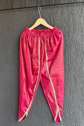 Buy_The little tales_Fuchsia Chanderi Woven Kurta Set _Online_at_Aza_Fashions