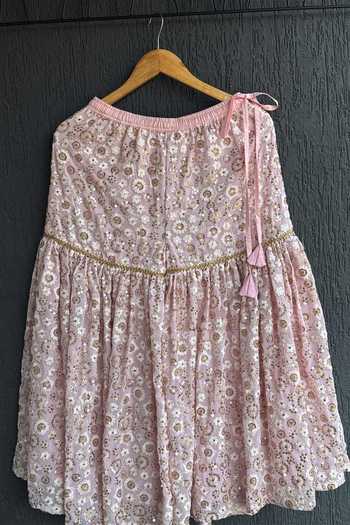 Shop_The little tales_Pink Silk Embroidered Kurta Sharara Set _Online_at_Aza_Fashions