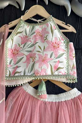 The little tales Off White Silk, Cotton Tulip Print Lehenga Set Online at Aza Fashions The little tales_Off White Silk, Cotton Tulip Print Lehenga Set _Online_at_Aza_Fashions