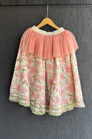 Buy The little tales Off White Silk, Cotton Tulip Print Lehenga Set Online at Aza Fashions Buy_The little tales_Off White Silk, Cotton Tulip Print Lehenga Set _Online_at_Aza_Fashions