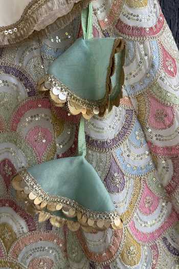 Buy_The little tales_Off White Silk, Cotton Embroidered Peplum Top And Lehenga Set _Online_at_Aza_Fashions