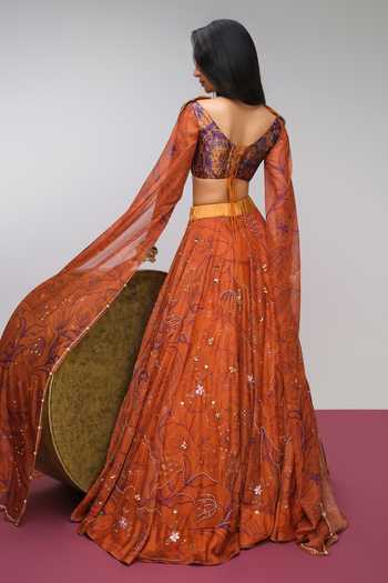 Papa Dont Preach Majestic Dawn Embroidered Blouse With Lehenga