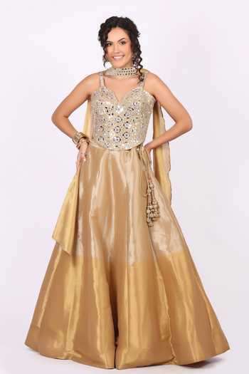 Soniya G Mirror Embellished Tissue Lehenga Set 