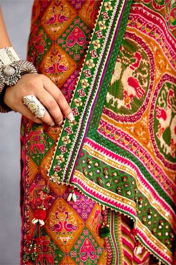 Shop Torani Multi Color Silk, Organza Scoop Neck, Yes Rangili Sahithi Kurta Set Shop_Torani_Multi Color Silk, Organza Scoop Neck, Yes Rangili Sahithi Kurta Set