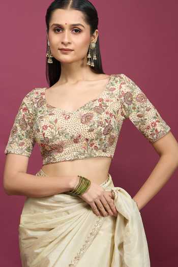 Khwaab By Sanjana Lakhani Floral Embroidered Silk Blouse 