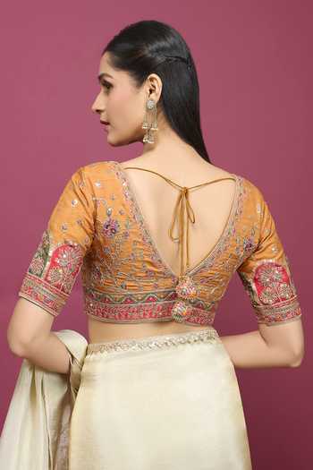 Khwaab By Sanjana Lakhani Floral Pattern Embroidered Silk Blouse 