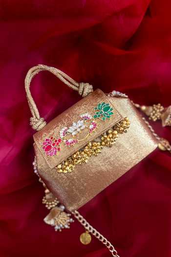 Bhavna Kumar Gold Kundan Embellished Clutch Online at Aza Fashions Bhavna Kumar_Gold Kundan Embellished Clutch _Online_at_Aza_Fashions