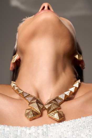 Gaurish Bespoke Jewellery Gold Plated Ala Reto Geometric Neckpiece Online at Aza Fashions Gaurish Bespoke Jewellery_Gold Plated Ala Reto Geometric Neckpiece _Online_at_Aza_Fashions