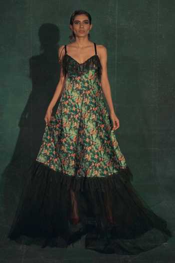 Nidhi Yasha Gardenia Floral Satin Dress 