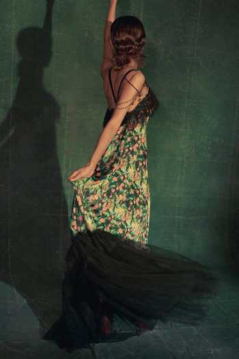 Nidhi Yasha Gardenia Floral Satin Dress 