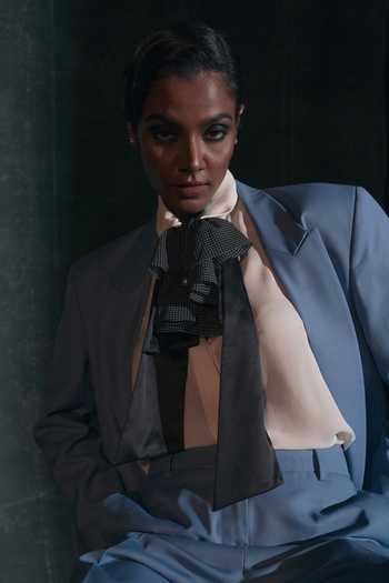 Buy Nidhi Yasha White Wool Collared Neck Summer Pure Blazer And Pant Set Online at Aza Fashions Buy_Nidhi Yasha_White Wool Collared Neck Summer Pure Blazer And Pant Set _Online_at_Aza_Fashions