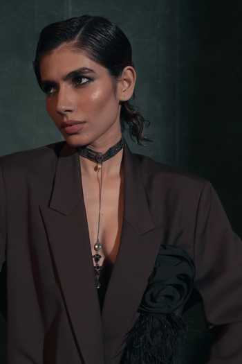 Buy Nidhi Yasha Brown Wool Mocha Pure Blazer And Pant Set Online at Aza Fashions Buy_Nidhi Yasha_Brown Wool Mocha Pure Blazer And Pant Set _Online_at_Aza_Fashions