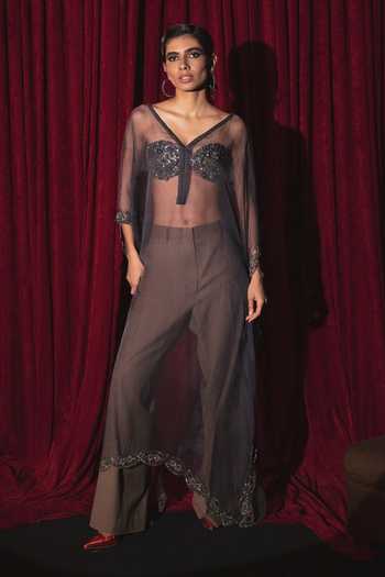Nidhi Yasha Sitara Pure Silk Organza Kaftan Set 