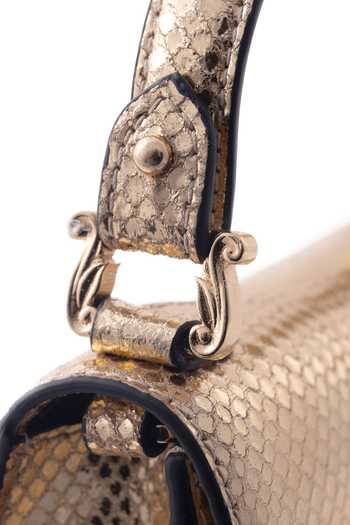Buy_Saurav Ghosh_Gold Genuine Leather Handbag _Online_at_Aza_Fashions
