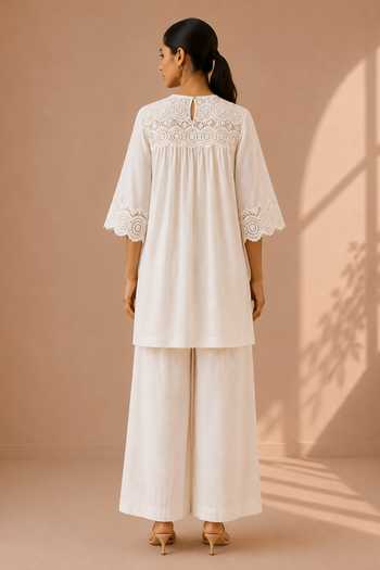 Vaaya Mul Chanderi Straight Kurta & Pant Set 