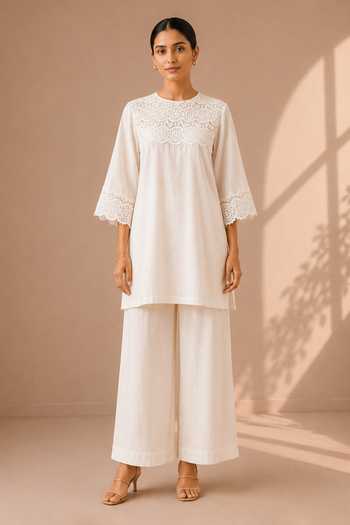 Vaaya Mul Chanderi Straight Kurta & Pant Set 