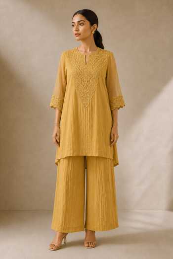 Vaaya Mul Chanderi Straight Kurta & Pant Set 