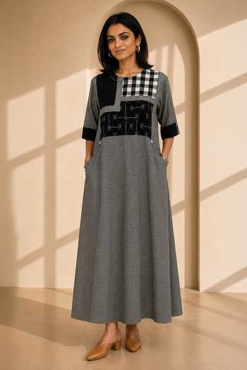 Vaaya Mono Ikat Handwoven Ikat Dress 