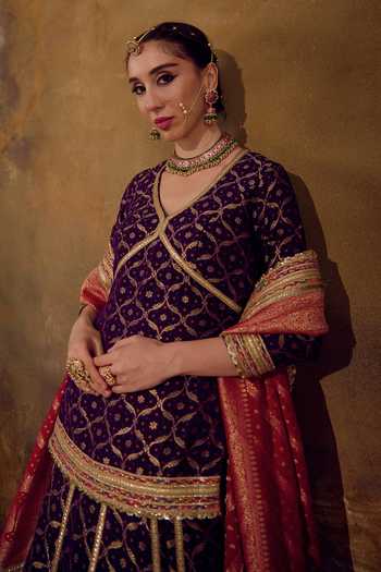 Muskann Kapadiaa Iravati Banarasi Bandhani Woven Lehenga Set 