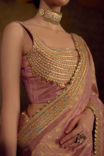 Muskann Kapadiaa Pink Tissue Tambra Kanjivaram Saree Online at Aza Fashions Muskann Kapadiaa_Pink Tissue Tambra Kanjivaram Saree _Online_at_Aza_Fashions