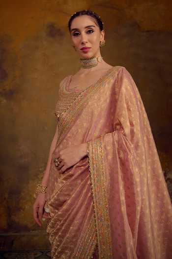 Buy Muskann Kapadiaa Pink Tissue Tambra Kanjivaram Saree Online at Aza Fashions Buy_Muskann Kapadiaa_Pink Tissue Tambra Kanjivaram Saree _Online_at_Aza_Fashions