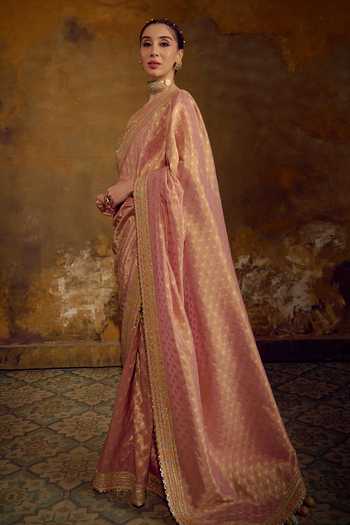 Shop Muskann Kapadiaa Pink Tissue Tambra Kanjivaram Saree Online at Aza Fashions Shop_Muskann Kapadiaa_Pink Tissue Tambra Kanjivaram Saree _Online_at_Aza_Fashions
