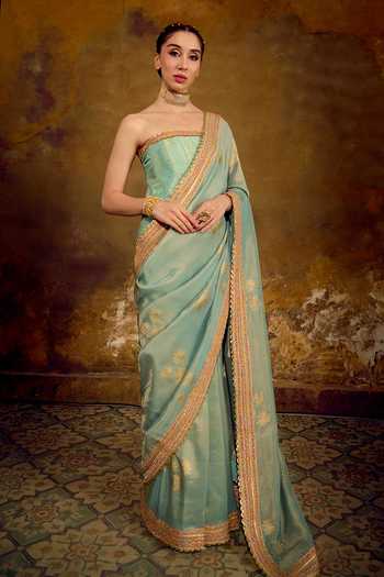 Muskann Kapadiaa Blue Tissue Nandi Kanjivaram Saree Online at Aza Fashions Muskann Kapadiaa_Blue Tissue Nandi Kanjivaram Saree _Online_at_Aza_Fashions