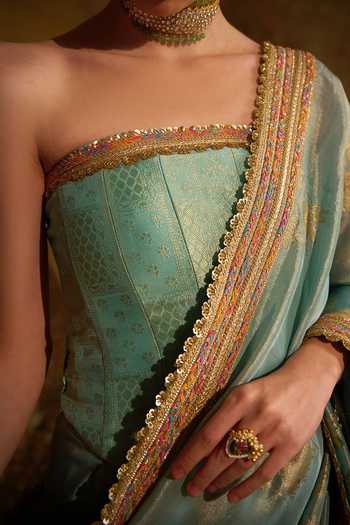 Muskann Kapadiaa Blue Tissue Nandi Kanjivaram Saree at Aza Fashions Muskann Kapadiaa_Blue Tissue Nandi Kanjivaram Saree _at_Aza_Fashions