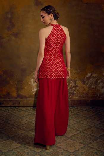 Muskann Kapadiaa Jwala Tassel Embellished Top & Palazzo Set 