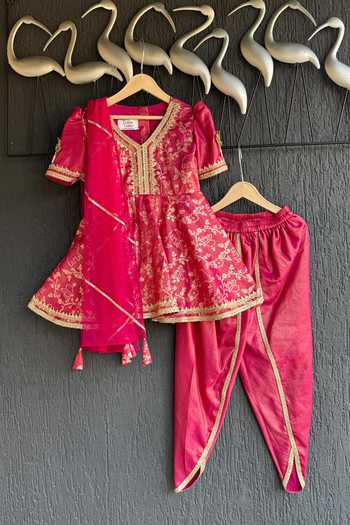 The little tales Chanderi Woven Kurta Set 