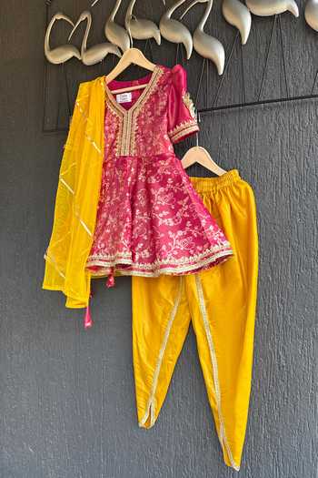 The little tales Woven Kurta Dhoti Pant Set 