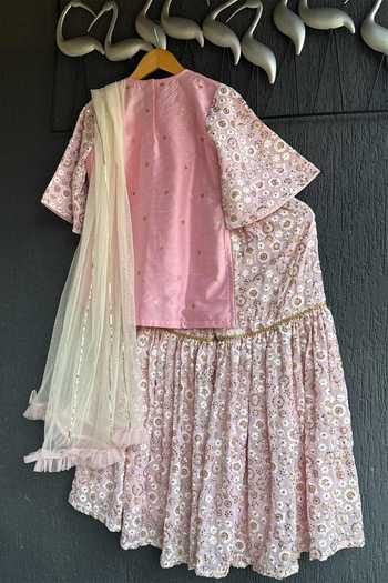 The little tales Embroidered Kurta Sharara Set 
