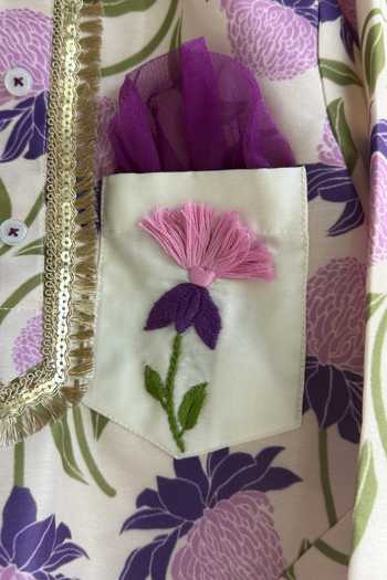 The little tales_Off White Silk, Cotton Embroidered Kurta Set _Online_at_Aza_Fashions