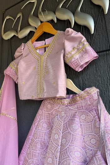 Buy_The little tales_Purple Brocade Woven Lehenga Set _Online_at_Aza_Fashions