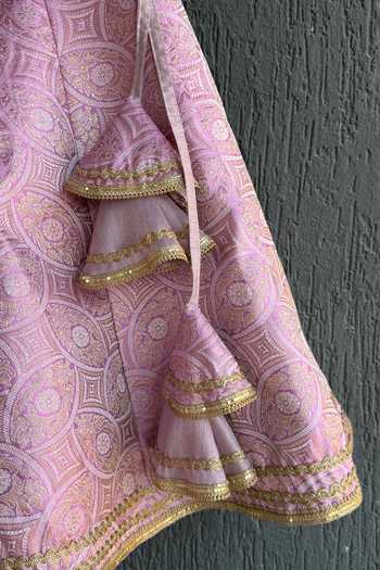 Shop_The little tales_Purple Brocade Woven Lehenga Set _Online_at_Aza_Fashions