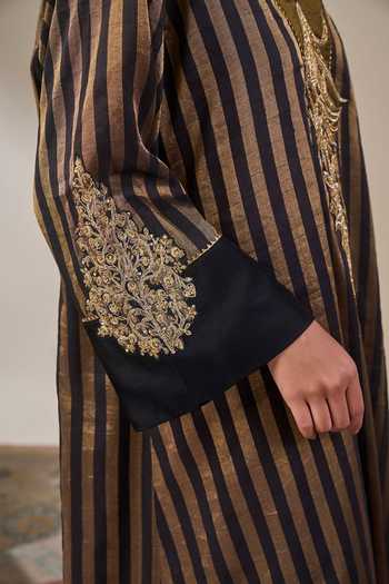 Buy_Masaba_Black Silk, Tissue V-neck Noise Asymmetric Kaftan _Online_at_Aza_Fashions