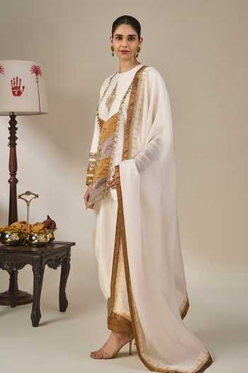 Buy Masaba Ivory Silk, Viscose, Tissue, Organza Round Heirloom Muse Embroidered Kurta Set Online at Aza Fashions Buy_Masaba_Ivory Silk, Viscose, Tissue, Organza Round Heirloom Muse Embroidered Kurta Set _Online_at_Aza_Fashions
