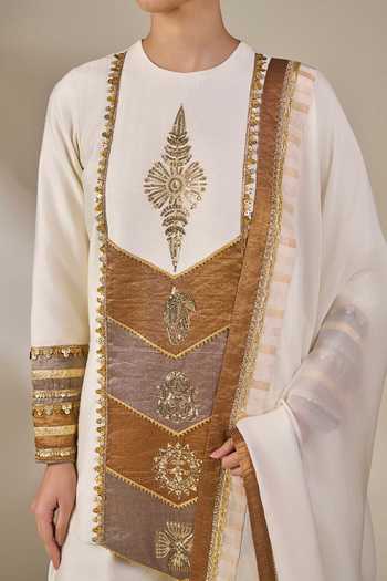 Buy Masaba Ivory Silk, Viscose, Tissue, Organza Round Heirloom Muse Embroidered Kurta Set Buy_Masaba_Ivory Silk, Viscose, Tissue, Organza Round Heirloom Muse Embroidered Kurta Set