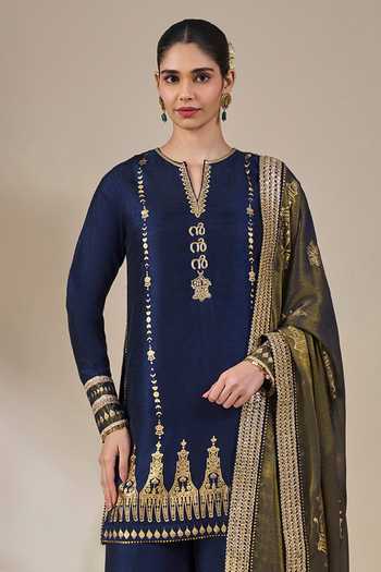 Buy Masaba Blue Viscose, Tissue, Silk Split V-neck, Yes Heirloom Moonfall Kurta Sharara Set Online at Aza Fashions Buy_Masaba_Blue Viscose, Tissue, Silk Split V-neck, Yes Heirloom Moonfall Kurta Sharara Set _Online_at_Aza_Fashions