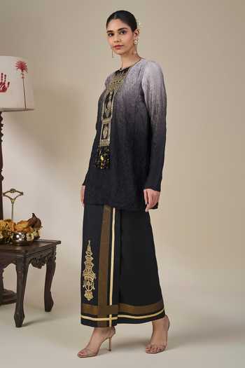 Buy Masaba Black Viscose Round Neck Ombre Kathakali Tales Kurta And Lungi Skirt Set Online at Aza Fashions Buy_Masaba_Black Viscose Round Neck Ombre Kathakali Tales Kurta And Lungi Skirt Set _Online_at_Aza_Fashions