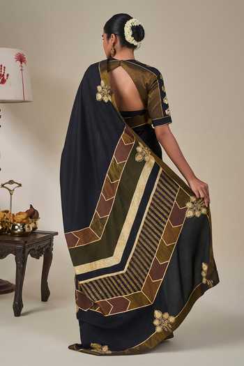 Masaba Golden Flame Saree With Unstitched Blouse Fabric 