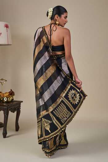 Masaba Glided Lantern Saree With Unstitched Blouse Fabric 