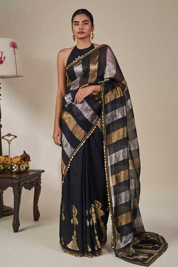 Masaba Glided Lantern Saree With Unstitched Blouse Fabric 