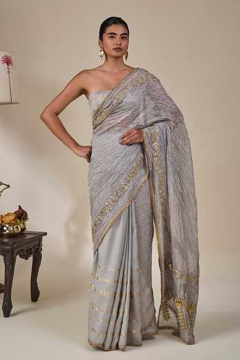 Masaba Grey Viscose, Tissue, Silk Kathakali Malabar Saree With Unstitched Blouse Fabric at Aza Fashions Masaba_Grey Viscose, Tissue, Silk Kathakali Malabar Saree With Unstitched Blouse Fabric _at_Aza_Fashions