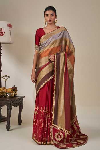 Masaba Tropical Stardust Saree With Unstitched Blouse Fabric 