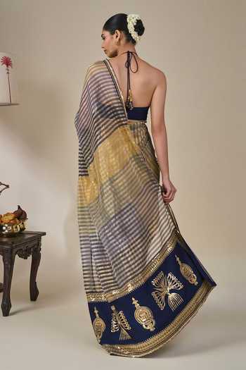 Masaba Alleppey Striped Masque Saree With Unstitched Blouse Fabric 